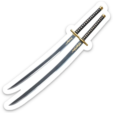 Famous old long Katana, full length chinese names on blade. sticker