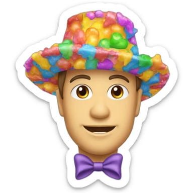 chapeau qui jette des confettis et des arc en ciel sticker