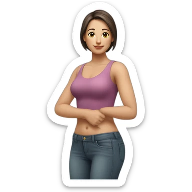 mujer cuerpo entero con brazo levantado fotorealista sticker