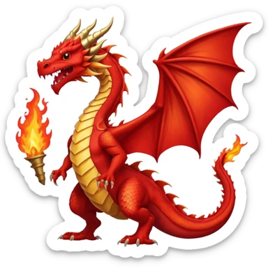 Red dragon with fire full sticker
