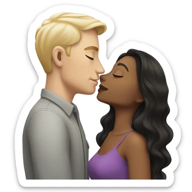 White blonde man, kissing, latina woman dark hair sticker