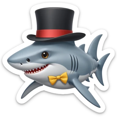 Shark with a top hat sticker