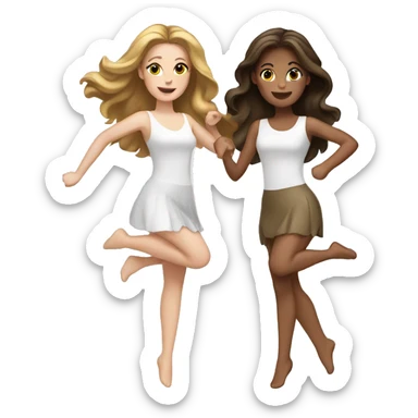 2 white girls with brunette hair dancing   sticker