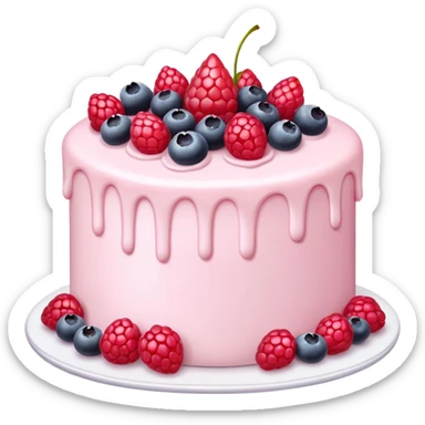 Cake with pale pink and milk cream and berries sticker