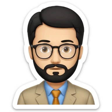 Professor in the la casa de papel TV show, black hair with beard sticker