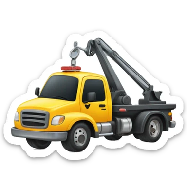 tow truck carrying a car sticker