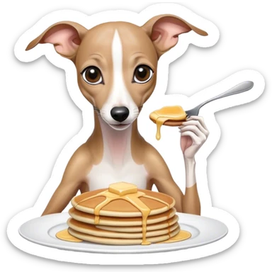 white italian greyhound eating pancakes sticker