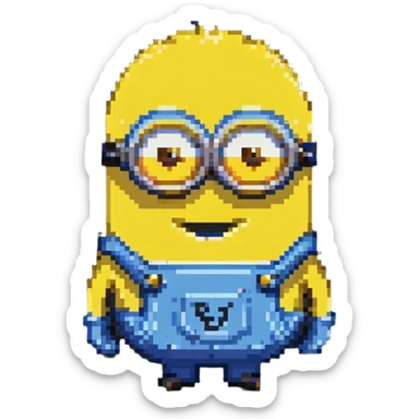 smiling Minion pixel art character sticker