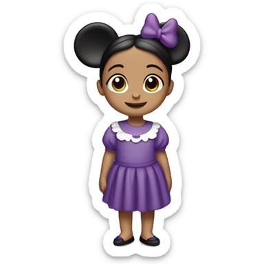 Niña pelinegra camisa de minne mouse morada  sticker
