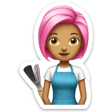 Pink apron hairdresser sticker