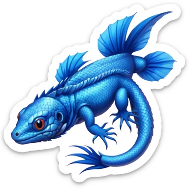 Russian-Blue-Cat-Mountain-Blue-Bird-Blue-Iguana-Blue-Betta-Fish-Fusion-animal-hybrid-creature sticker