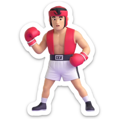 Boxer Rocky Balboa with boxing gloves and sweatband sticker