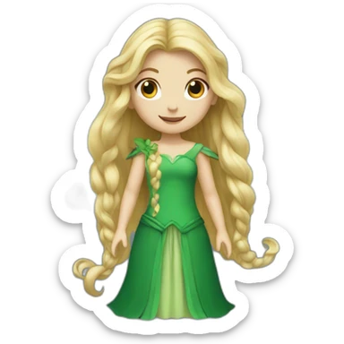 Fairy with long blond hair and green dress sticker