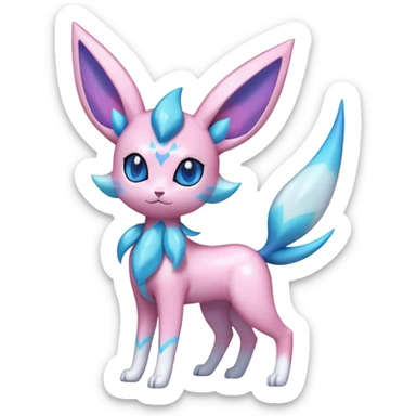 Shiny Cool Sparkly Cute Ethereal Espeon-Sylveon-Glaceon-Fakemon-hybrid-fusion- full body sticker