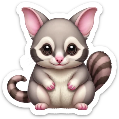 Fat and cute sugar glider, white sticker