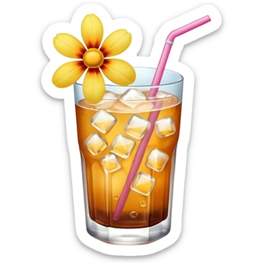 iced aesthetic drink with flower decor sticker