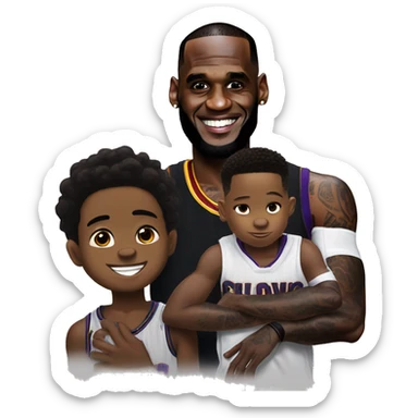 Lebron james with son bronny sticker