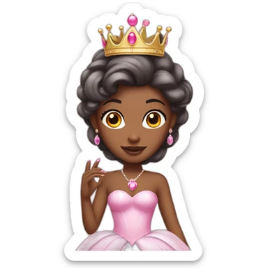 pink princess with crown and princess dress showing pink nails sticker