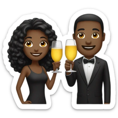 black couple toasting glasses sticker