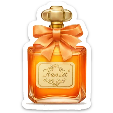 Vintage dainty orange perfume with ribbon bow  sticker
