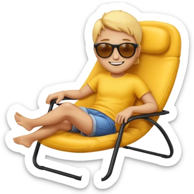cool emoji lounging on a chair, sunglasses, relaxed smile sticker