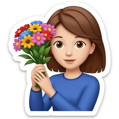 throwing bouquet by girl with b down hair sticker