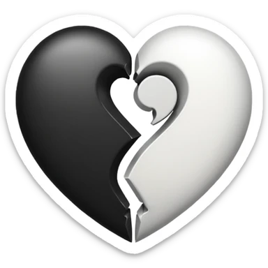 قلب مقسوم نص ابيض ونص اسود sticker