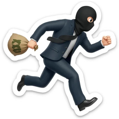 Bank robber escaping with sack of cash sticker