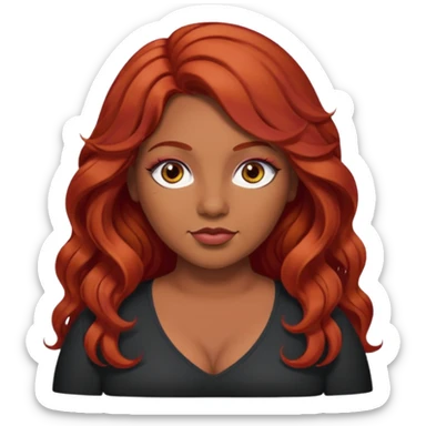 Plus size red hair brown face small eyes long hair Asian eyes small eyes wavy hair eye lashes  sticker