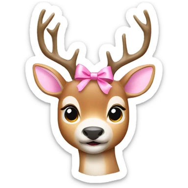 deer with pink bows on its ears sticker