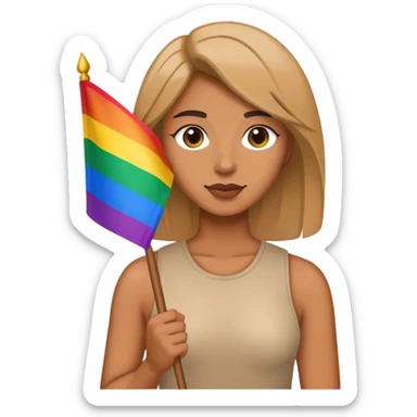woman with lgbt flag sticker
