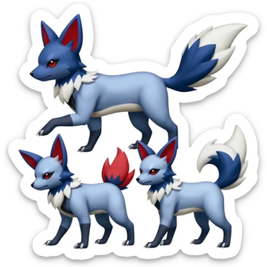 Poochyena-Zorua-Zangoose-Absol-Umbreon-fusion (full body) sticker