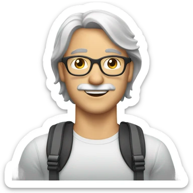 white man with gray mustache and glasses zip lining sticker