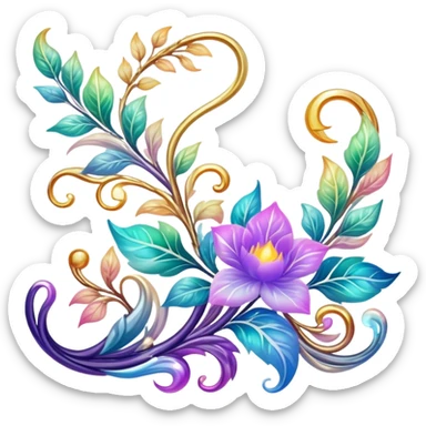 Epic divine legendary celestial vines flowery complex detailed iridescent gradients marbles aesthetic-scenery-Decorations sticker