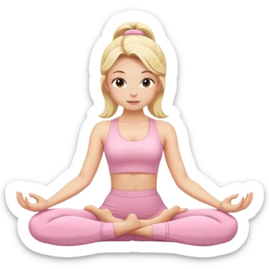 blonde yoga girl light pink clothes n sticker