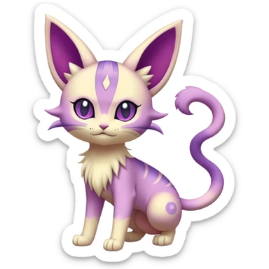 Espeon-Meowth-Skitty-Fakémon-hybrid-creature (full body)  sticker