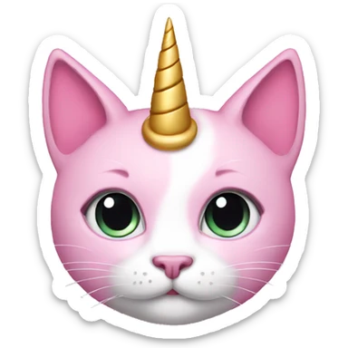 Pink princess-cat with unicorn horn sticker