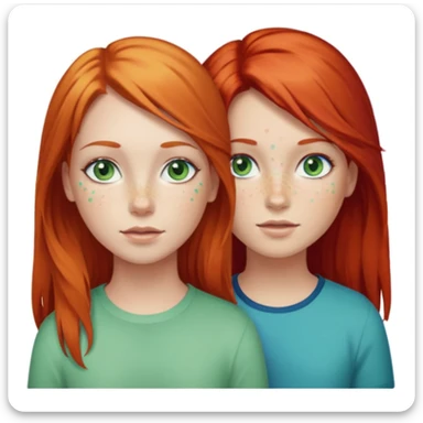 Deux filles celle à gauche à les cheveux roux et la peau claire avec des tâche de rousseur et les yeux bleu vert avec un peu de toutes les couleurs la fille à sa droite est un tout petit peu plus petite à les cheveux blonds long il les yeux verts sticker