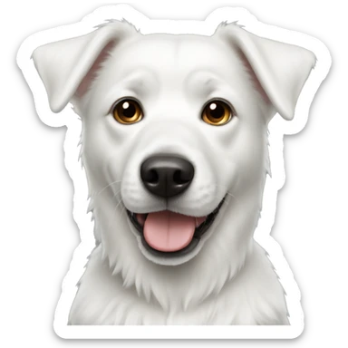 White dog sticker