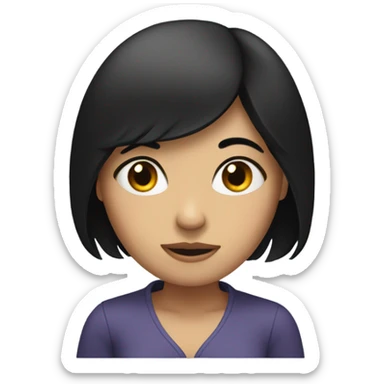 black hair woman shy sticker