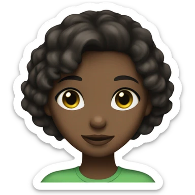 Brunette, brown eyed, fair skin ,girl with her green eyed black cat  sticker