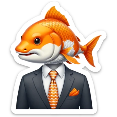 koi fish wearing business suit sticker