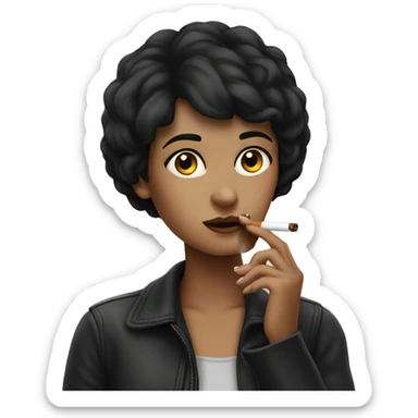Dark haired girl smoking a cigarette  sticker