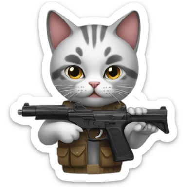 cat with guns sticker