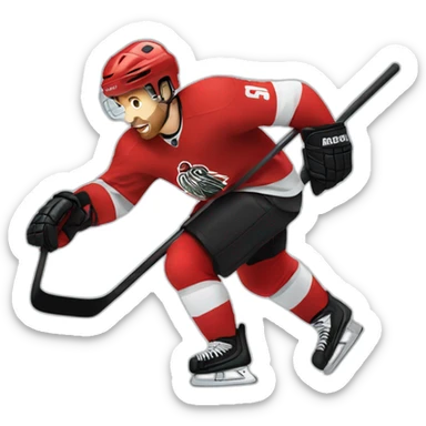 hockey player wearing red sticker