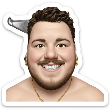 smiling boy with jewelry sticker