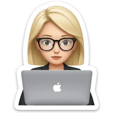 create emoji of her coding and looking at her macbook sticker