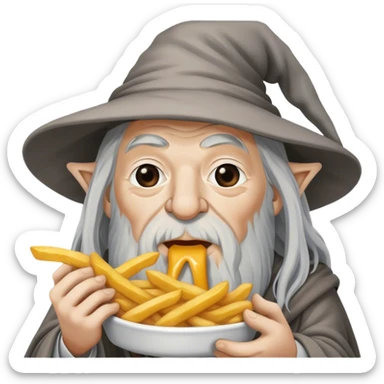 Gandalf eating fries sticker