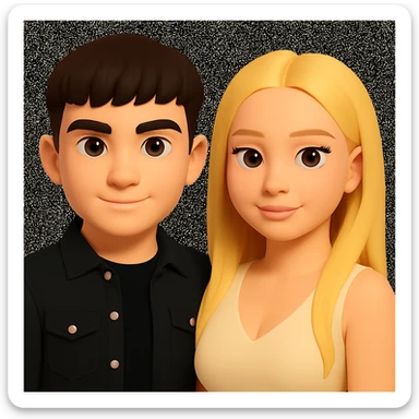 Slightly increase the volume of the upper body of the girl, slightly turn her to face forward, and make the skin color uniform. Maintain the cartoonish 3D style as in the reference image. sticker