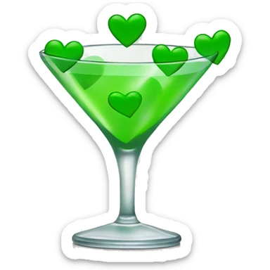 martini glass with green hearts sticker